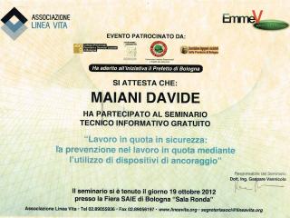 Attestato Lavoro in quota in sicurezza